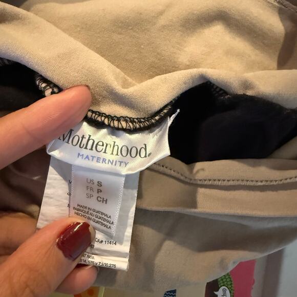 Motherhood Maternity Black Striped Abstract Leggings Over Belly Support Sz Small - Picture 5 of 5